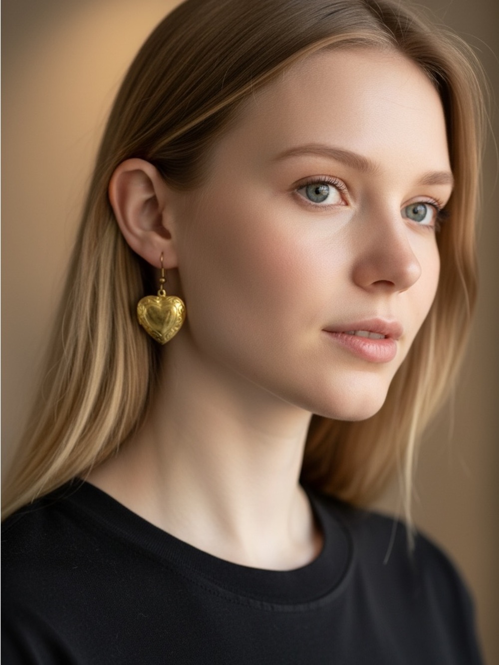 10/22 Gold Heart Drop Earrings - Women Jewelry